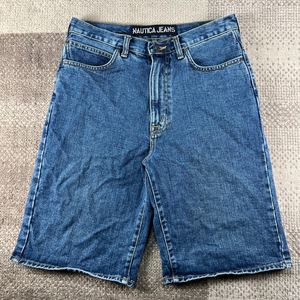 Nautica Jeans Co Mens Blue Denim Shorts Size 30 Skater Baggy Jorts Y2K